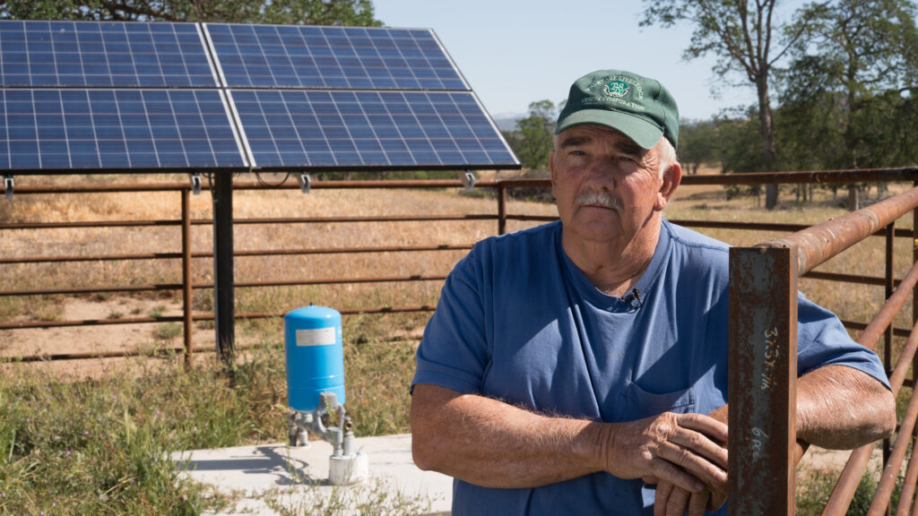 O’Neal Ranch owner William O’Neal Jamison at his solar powered well in O'Neals, California | Image: Lance Cheug, US Department of Agriculture