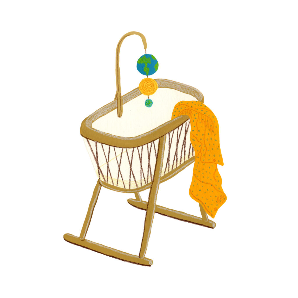 Illustration of an empty cot